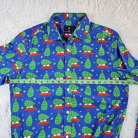 Simon Banks NWOT Men's Button-Up Collared Christmas‎ Graphic Shirt Size Medium - Picture 6 of 6